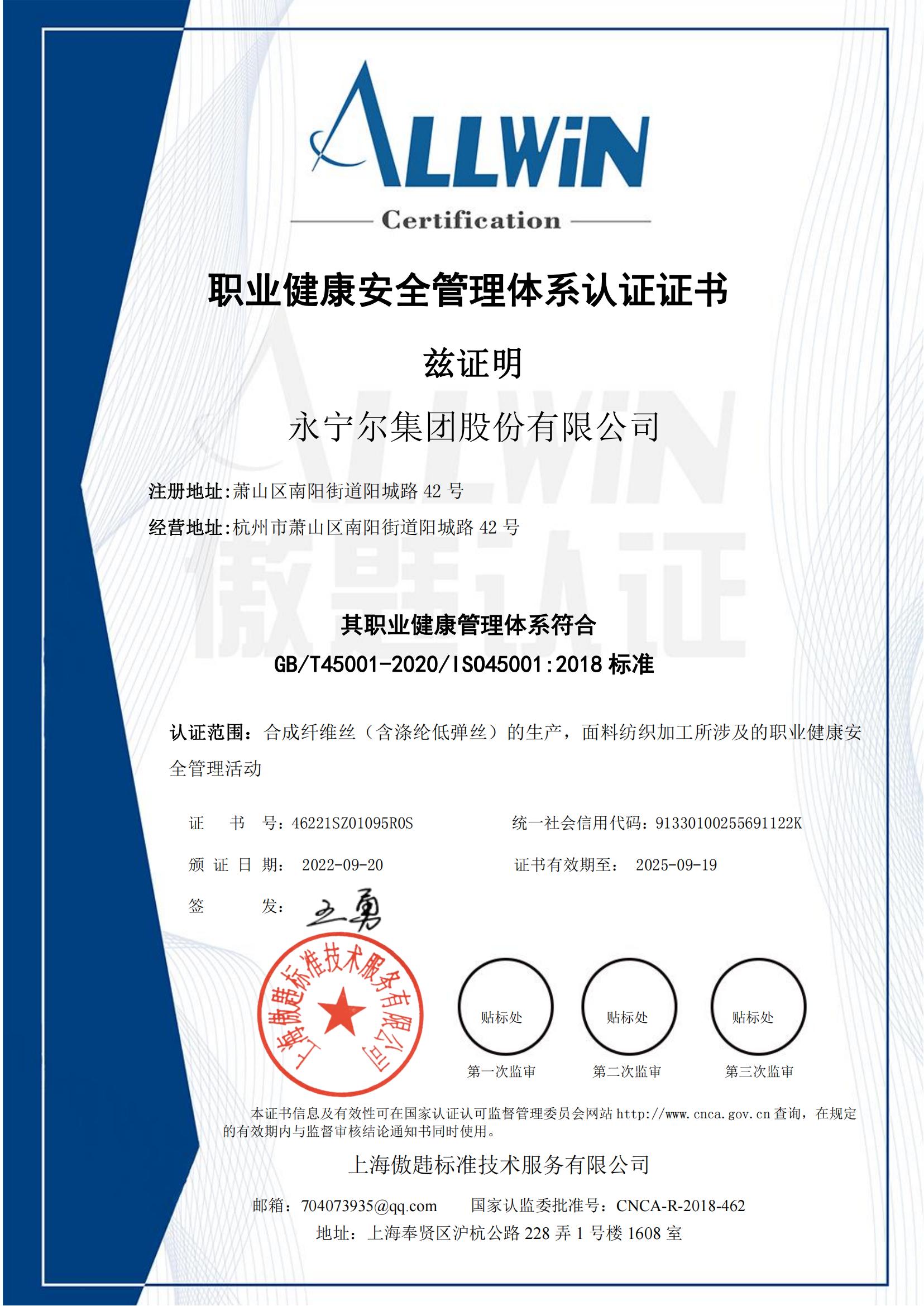 职业健康安全管理体系认证（1）